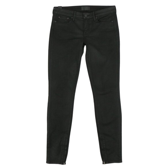 Vince Black Dylan Coated Moto Zip Leg Skinny Pants Jeans 27 - Picture 3 of 9
